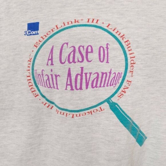 Vintage 3Com Etherlink III T Shirt Mens Size Large Gray 90s Tech Made In USA - Picture 2 of 7